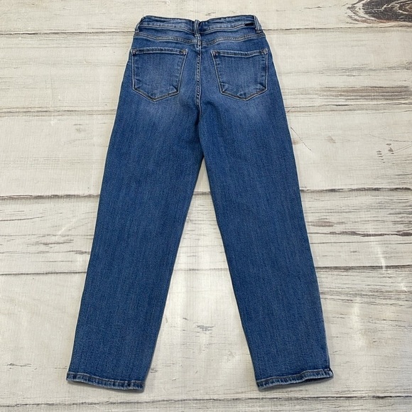 Risen Jeans Women's Juniors 1 / 25 Blue Crossover Distressed Denim Straight Leg - Picture 8 of 13